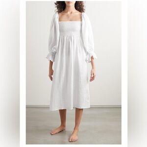 Sleeper Atlanta Dress in white linen